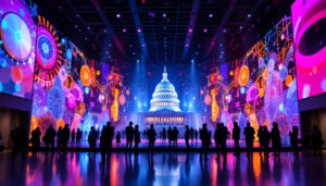 A photograph of the united states capitol visitors center's impressive led display