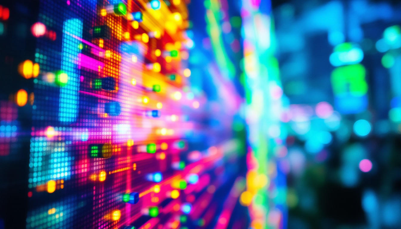 A photograph of a vibrant led display in action