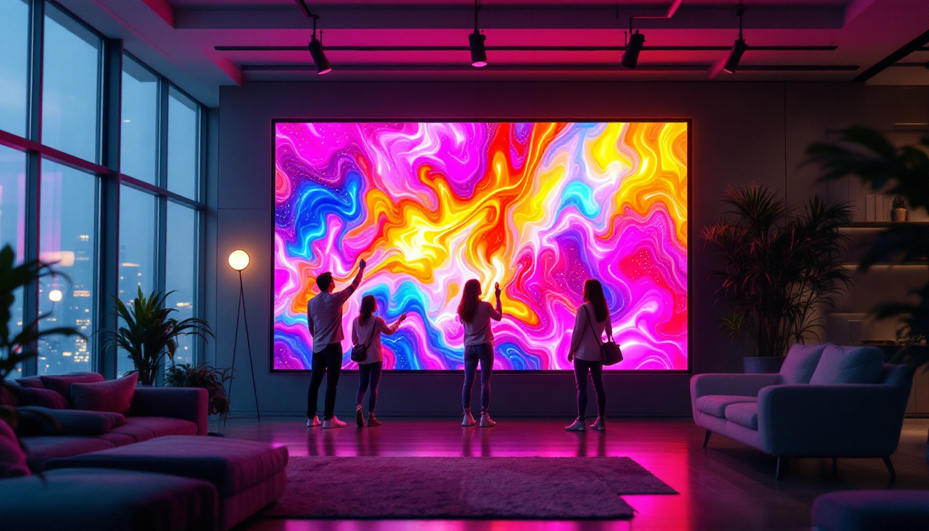 A photograph of capture a photograph of a vibrant led display in a modern setting