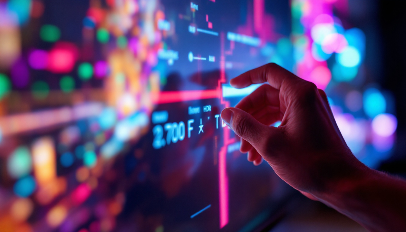 A photograph of a close-up of a person adjusting the hdr settings on a youtube video playing on a vibrant led display