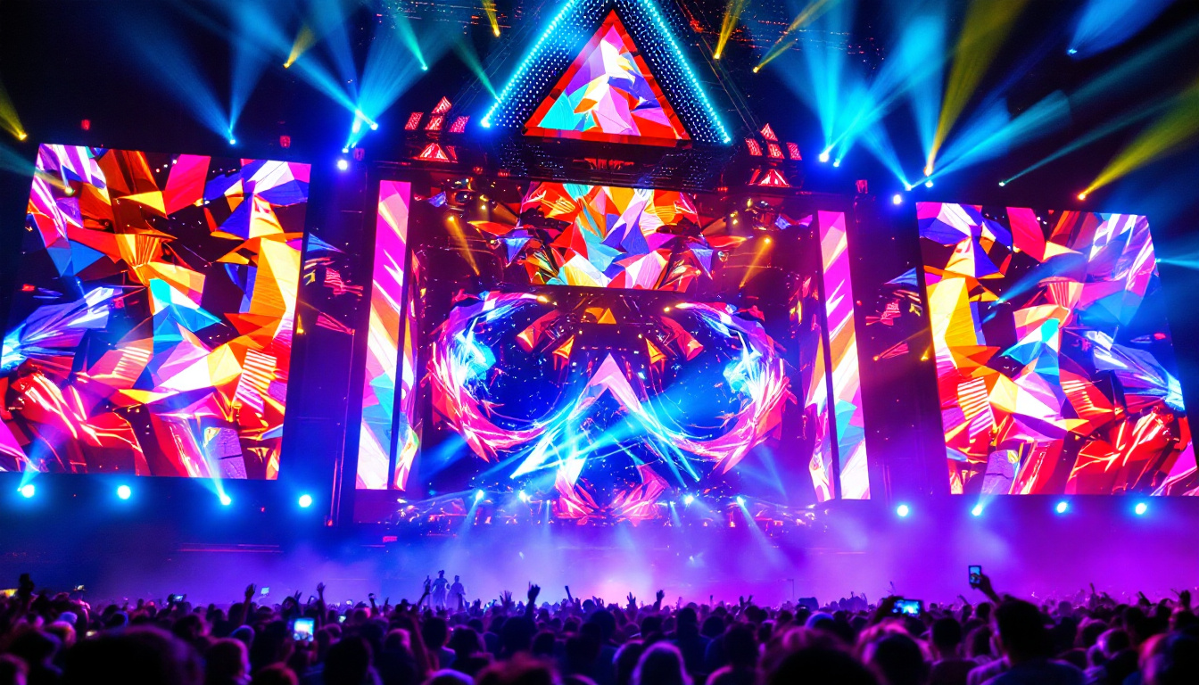 A photograph of a vibrant led display in action