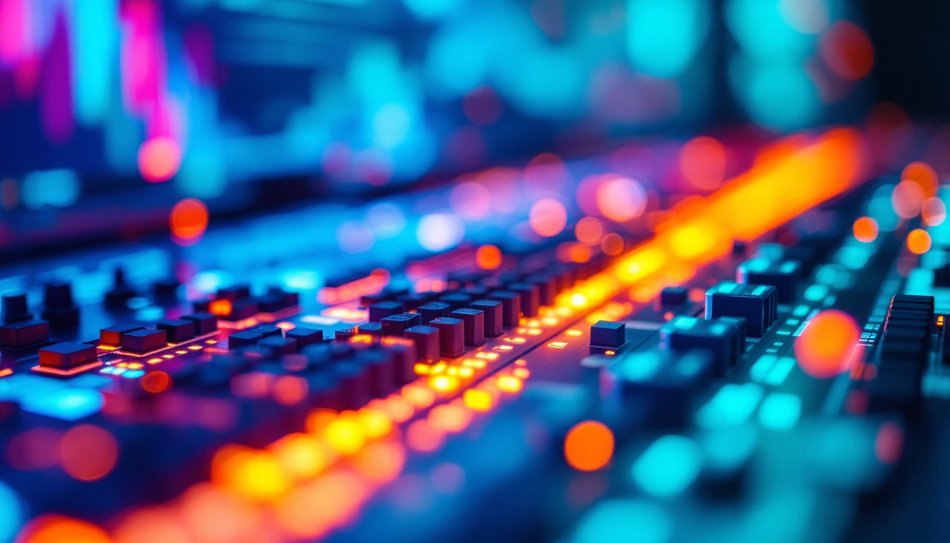 A photograph of a close-up shot of an led display in action