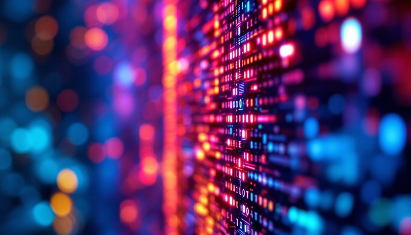 A photograph of a vibrant led display showcasing dynamic visuals