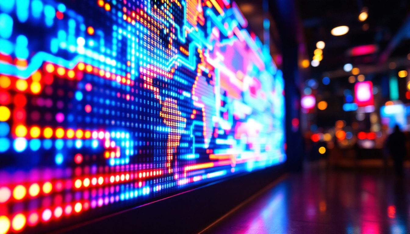 A photograph of a vibrant led display in action
