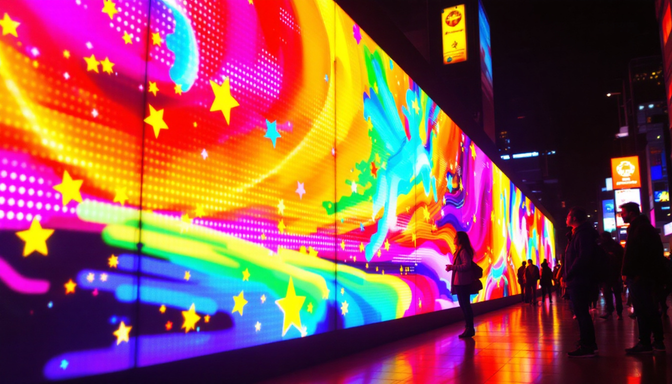 A photograph of a vibrant led display in action