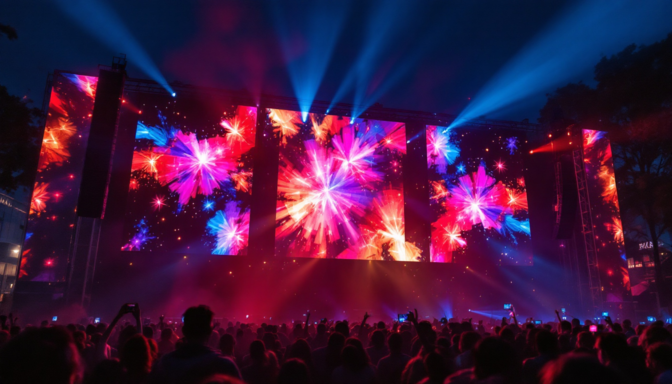 A photograph of a vibrant led display in action