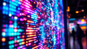 A photograph of a vibrant led display in action
