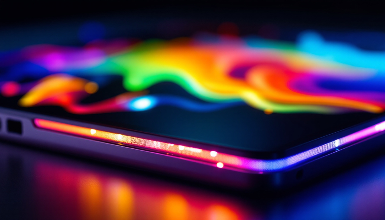 A photograph of a close-up shot of a bezel lcd display showcasing vibrant colors and sharp details
