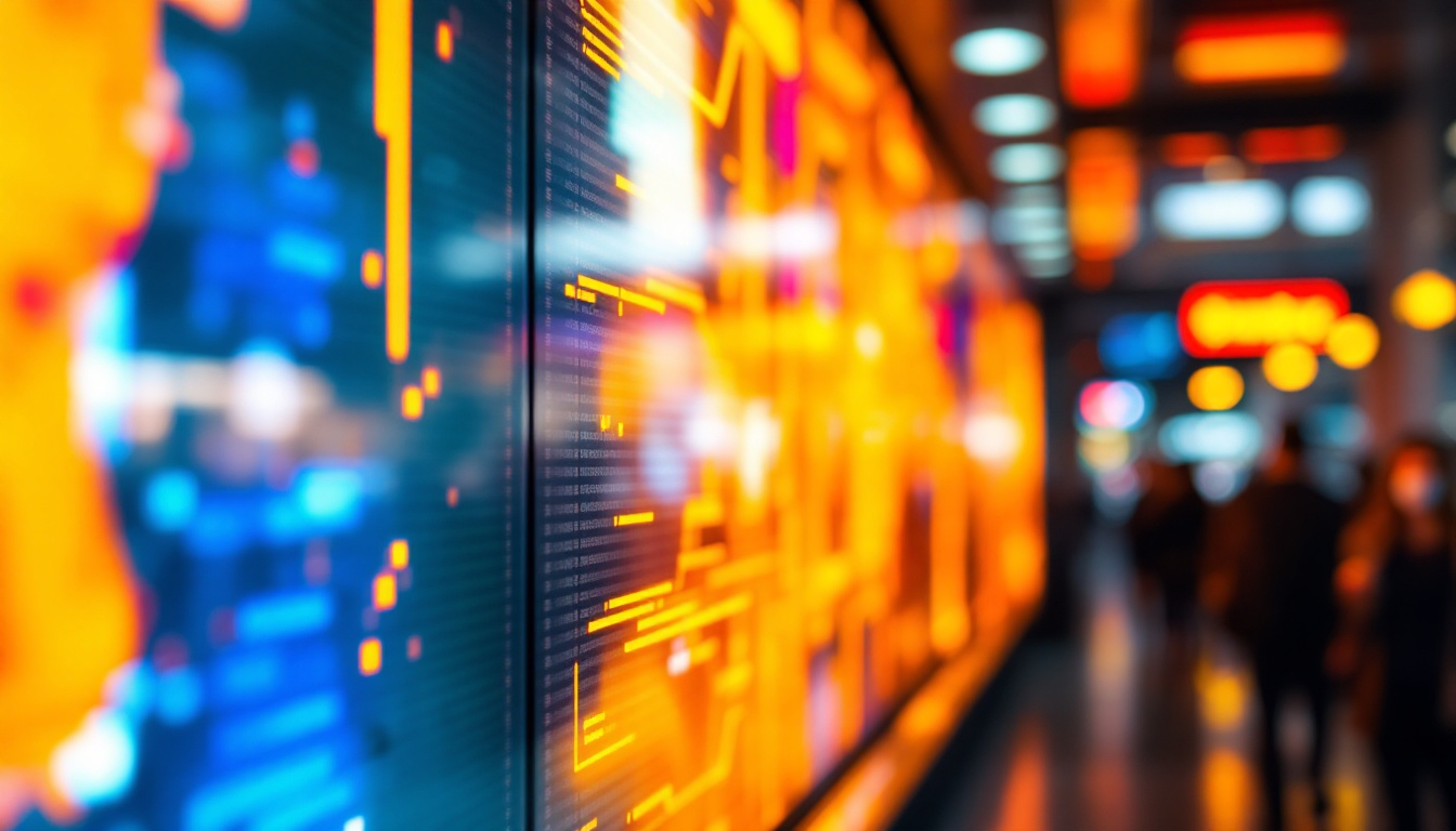 A photograph of a vibrant led display panel in use