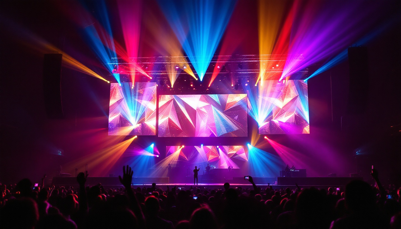 A photograph of a vibrant led stage screen in action during a live performance