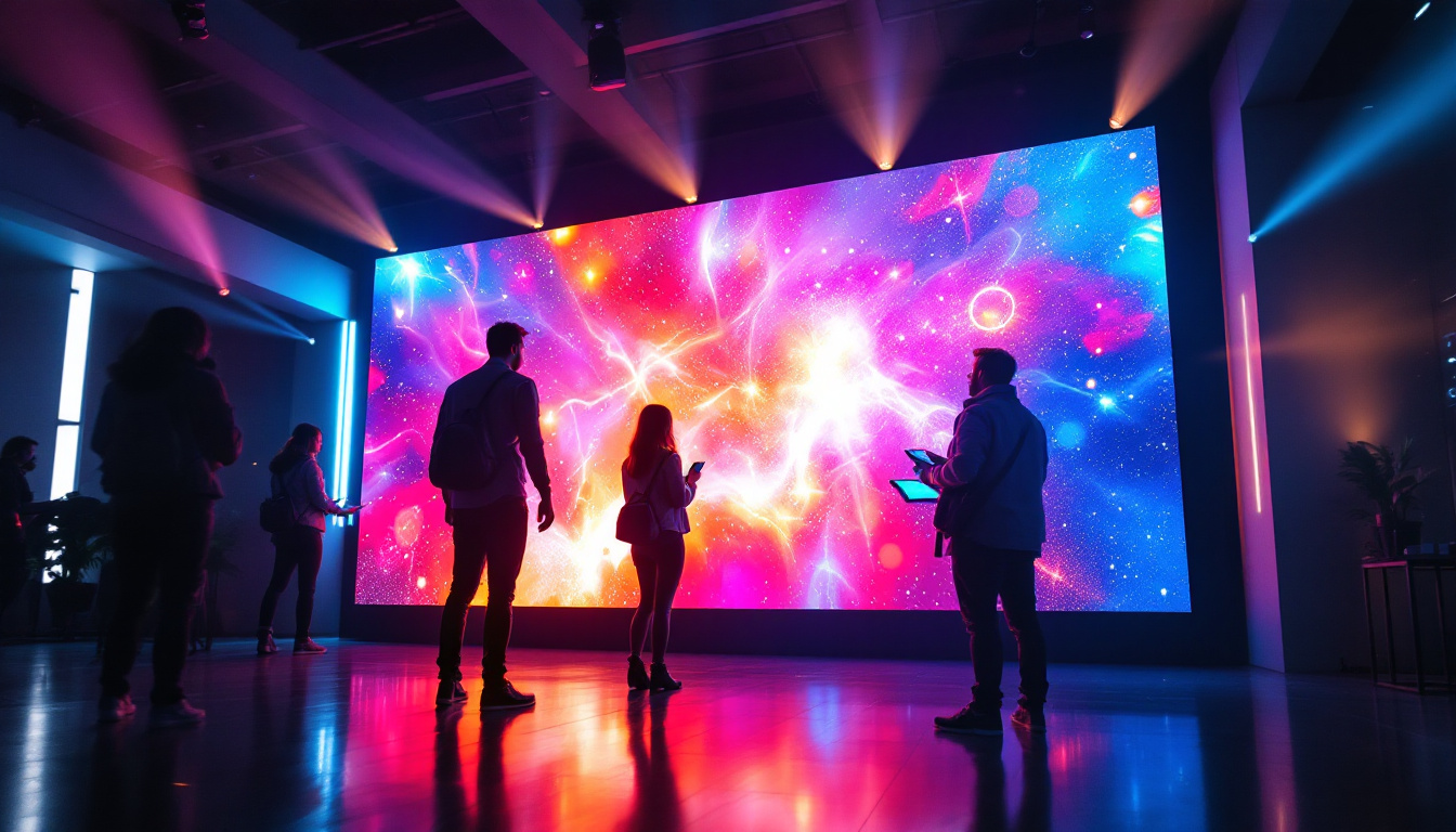 A photograph of a vibrant led background screen in a dynamic setting
