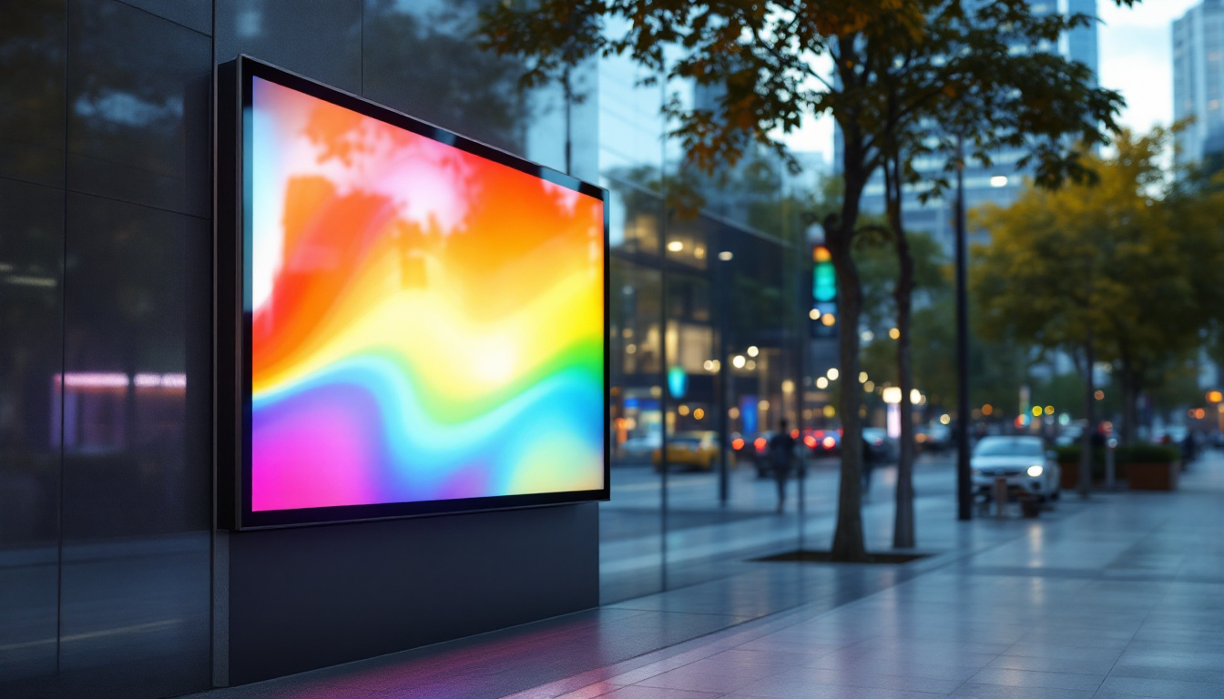 A photograph of a vibrant led signage display in an urban setting