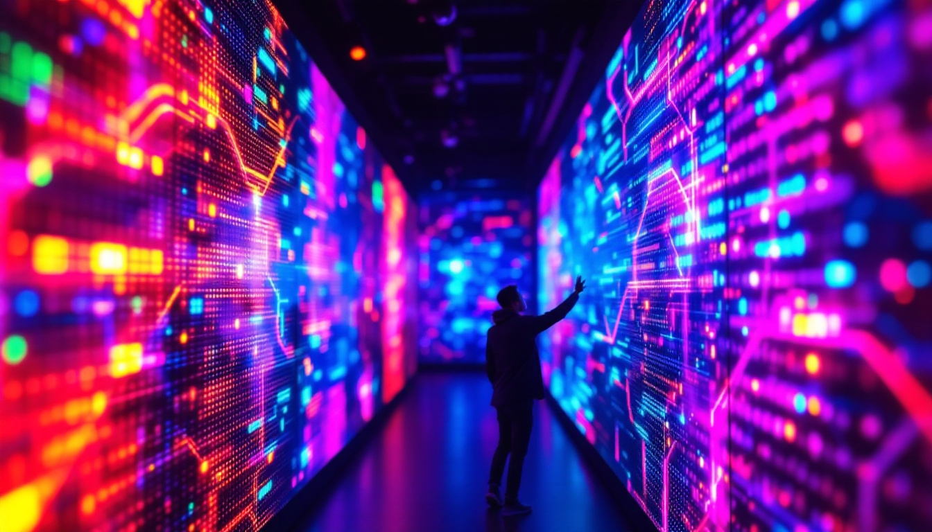 A photograph of a vibrant led display in action