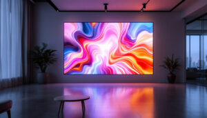 A photograph of a modern led wall panel installation in a stylish interior setting