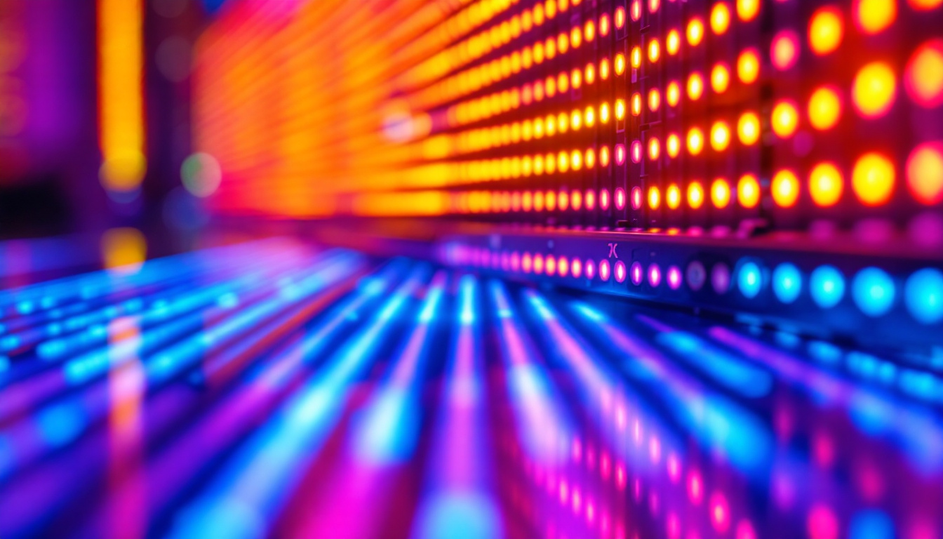A photograph of a vibrant led display module in action