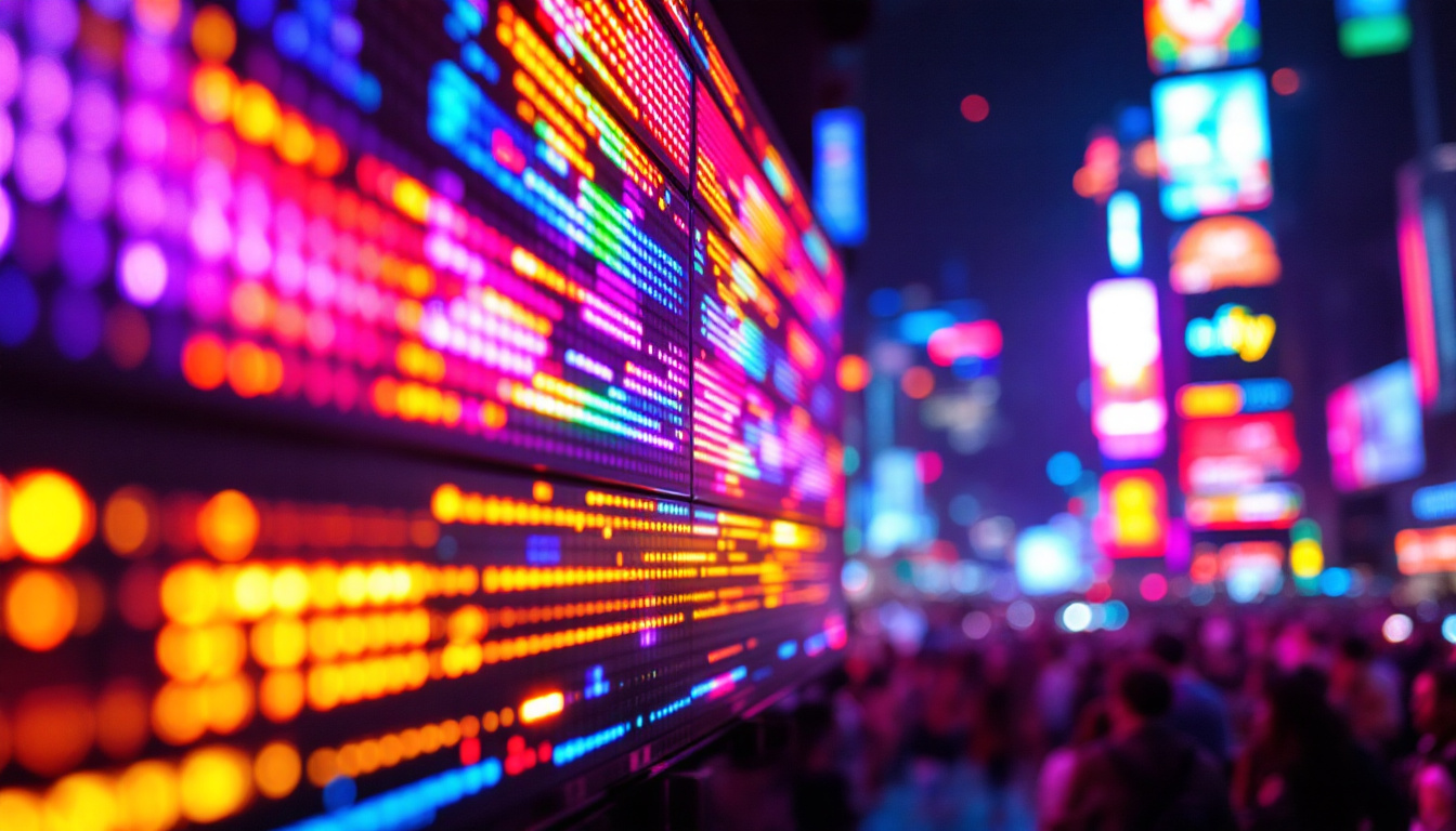 A photograph of a vibrant led display in action