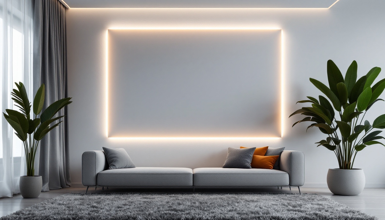 A photograph of a modern wall panel featuring integrated led lights