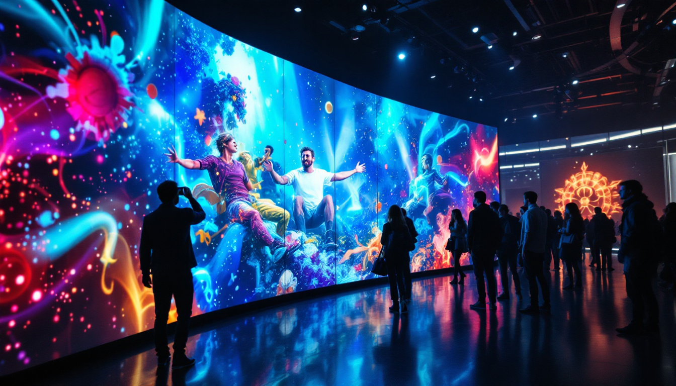 A photograph of a vibrant led video wall in action