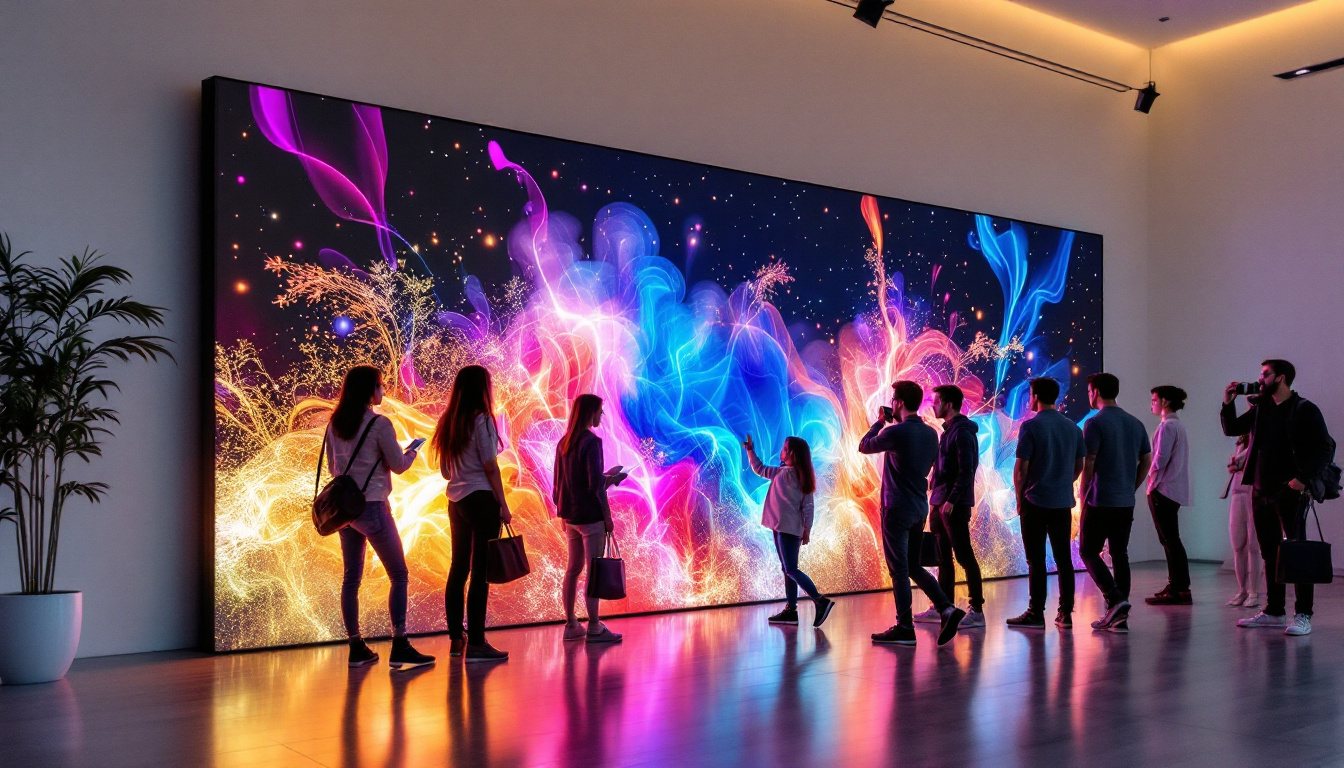A photograph of a vibrant micro led wall in an indoor setting