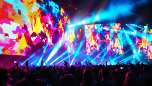 A photograph of a vibrant led display in action