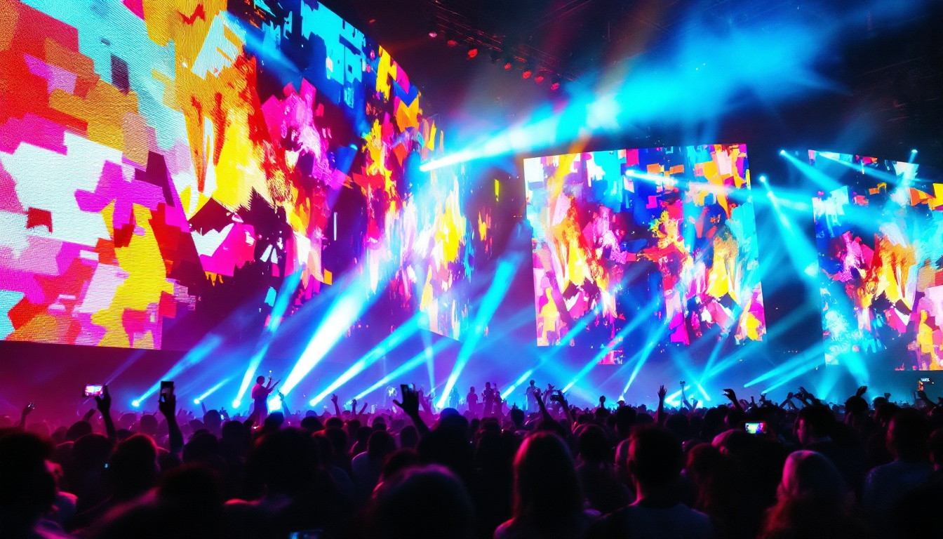A photograph of a vibrant led display in action