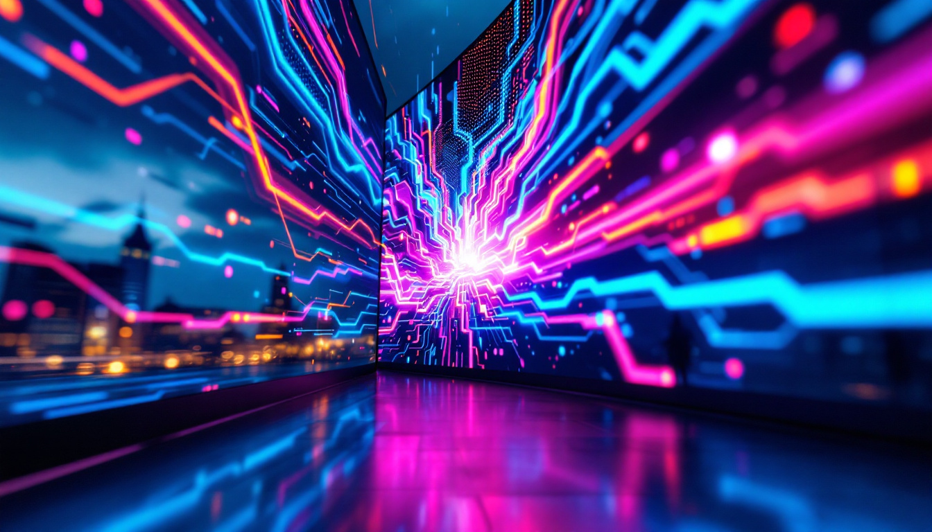 A photograph of a vibrant led display in action