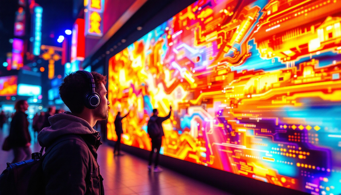 A photograph of a vibrant dled display in action