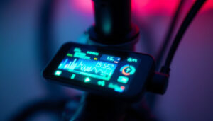A photograph of a close-up shot of the brompton video processor's led display in action