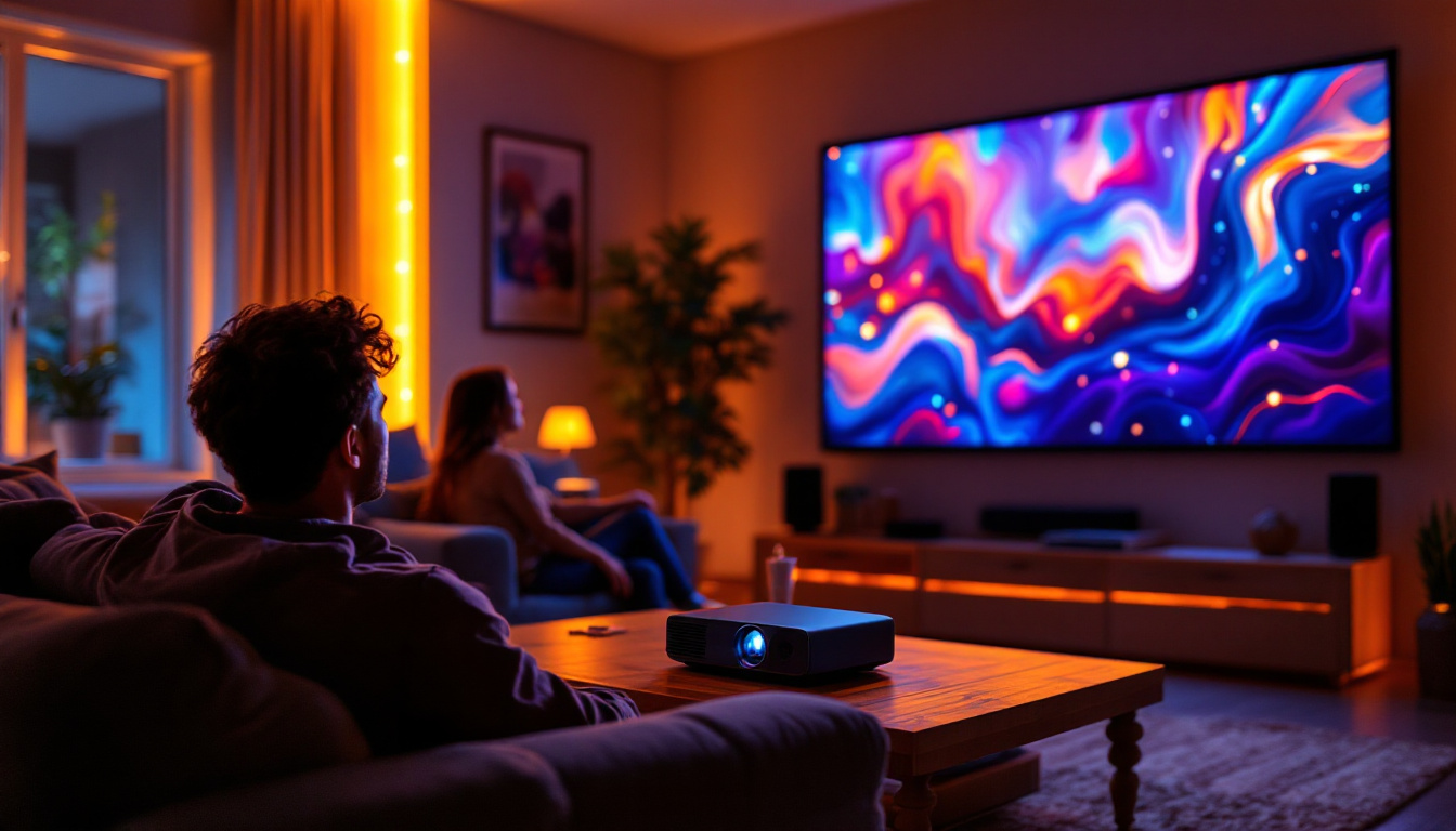 A photograph of a vibrant led projector in action