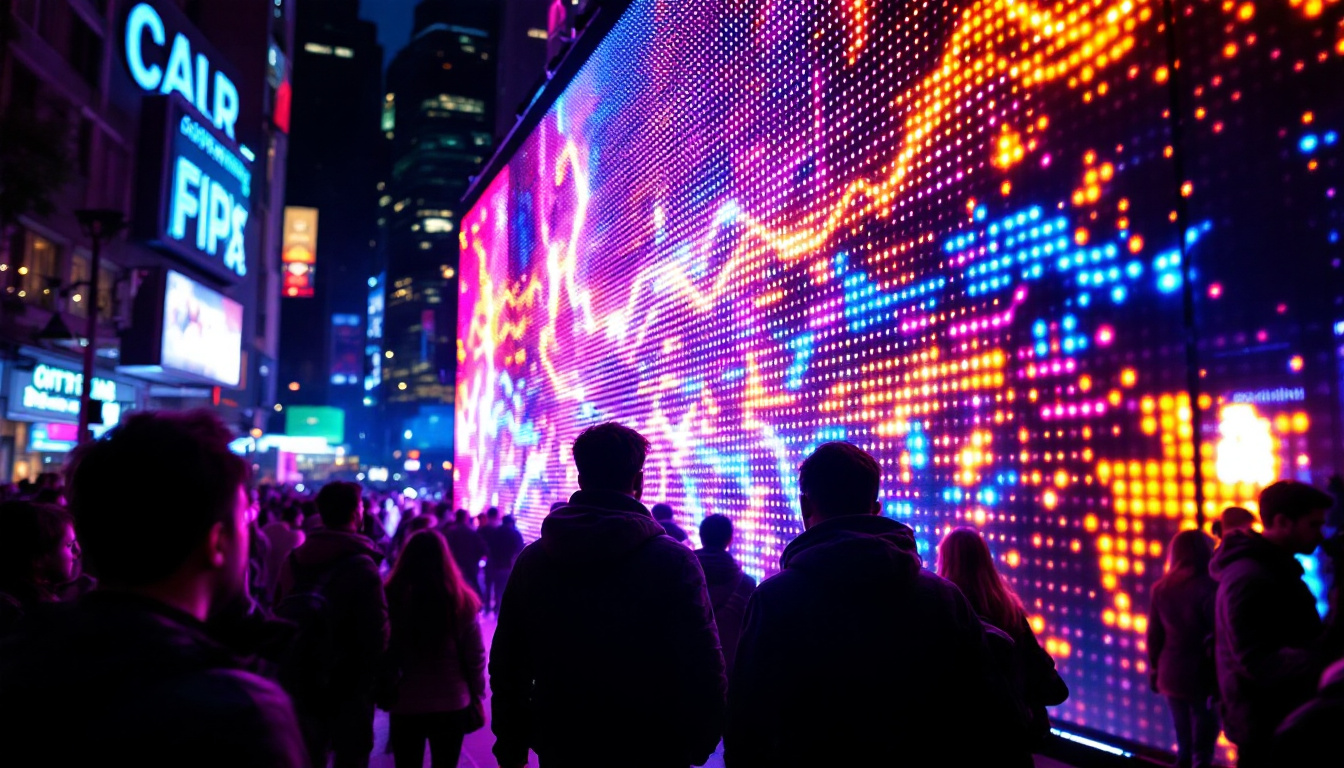 A photograph of a vibrant led display in action