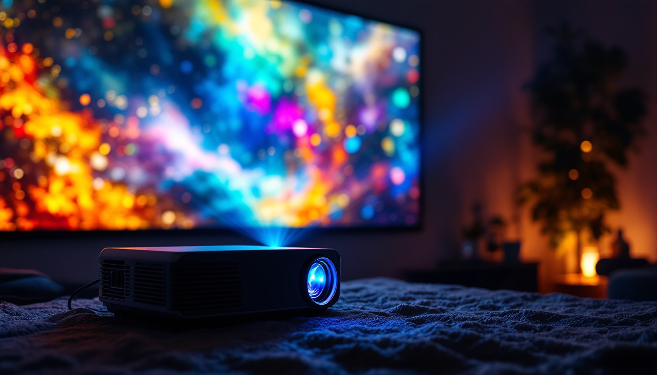 A photograph of a vibrant led projector in action