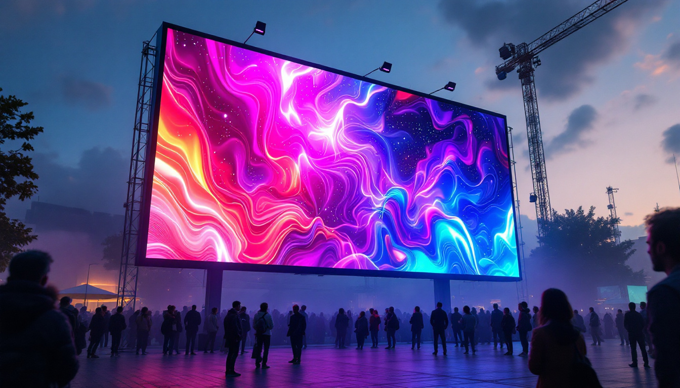 A photograph of a massive led screen in an outdoor setting