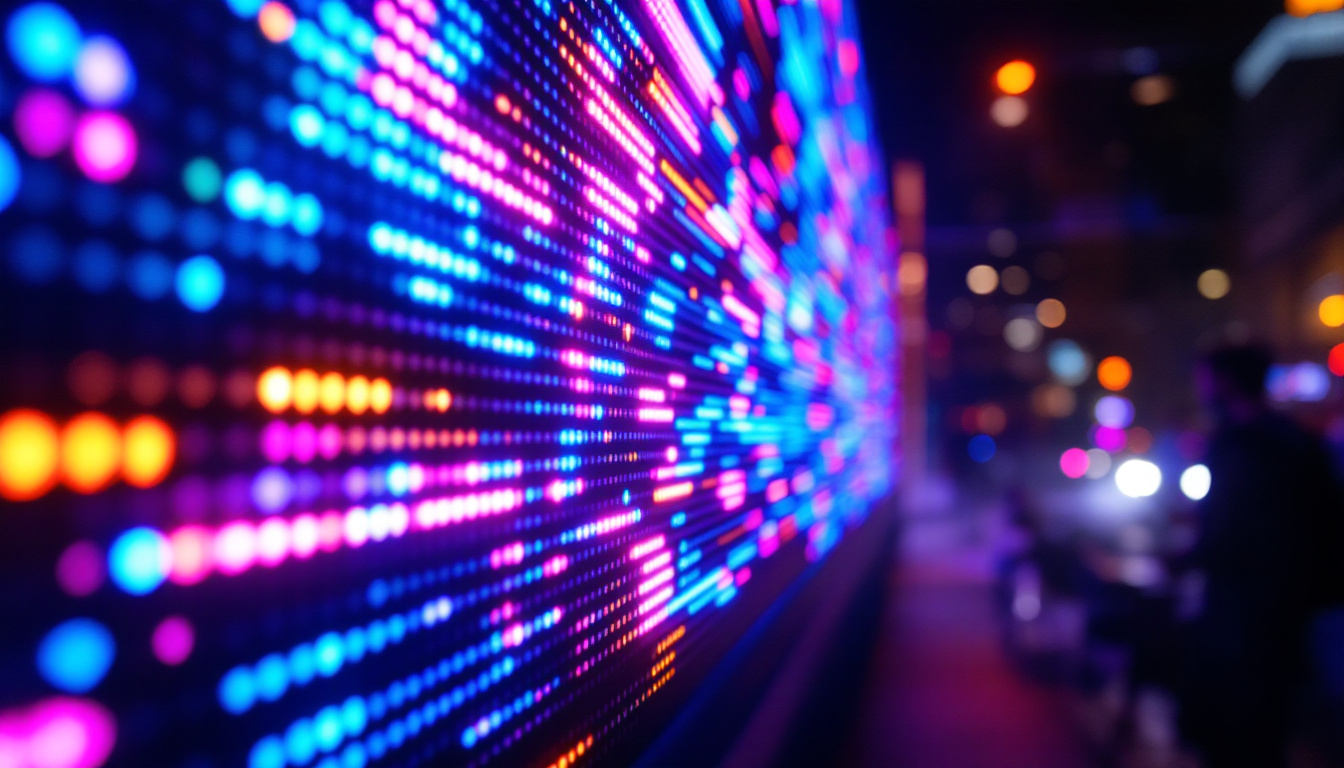 A photograph of a vibrant led display in action