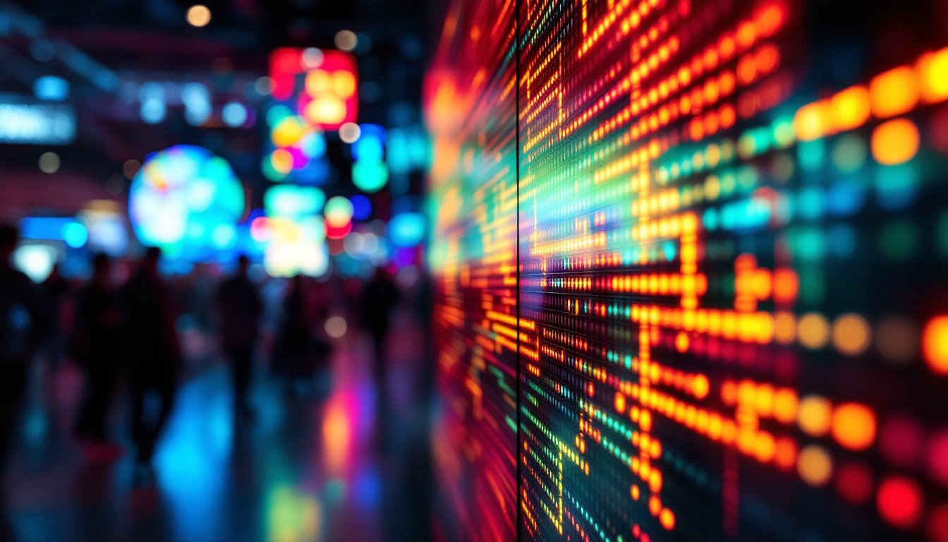 A photograph of a vibrant led display in action