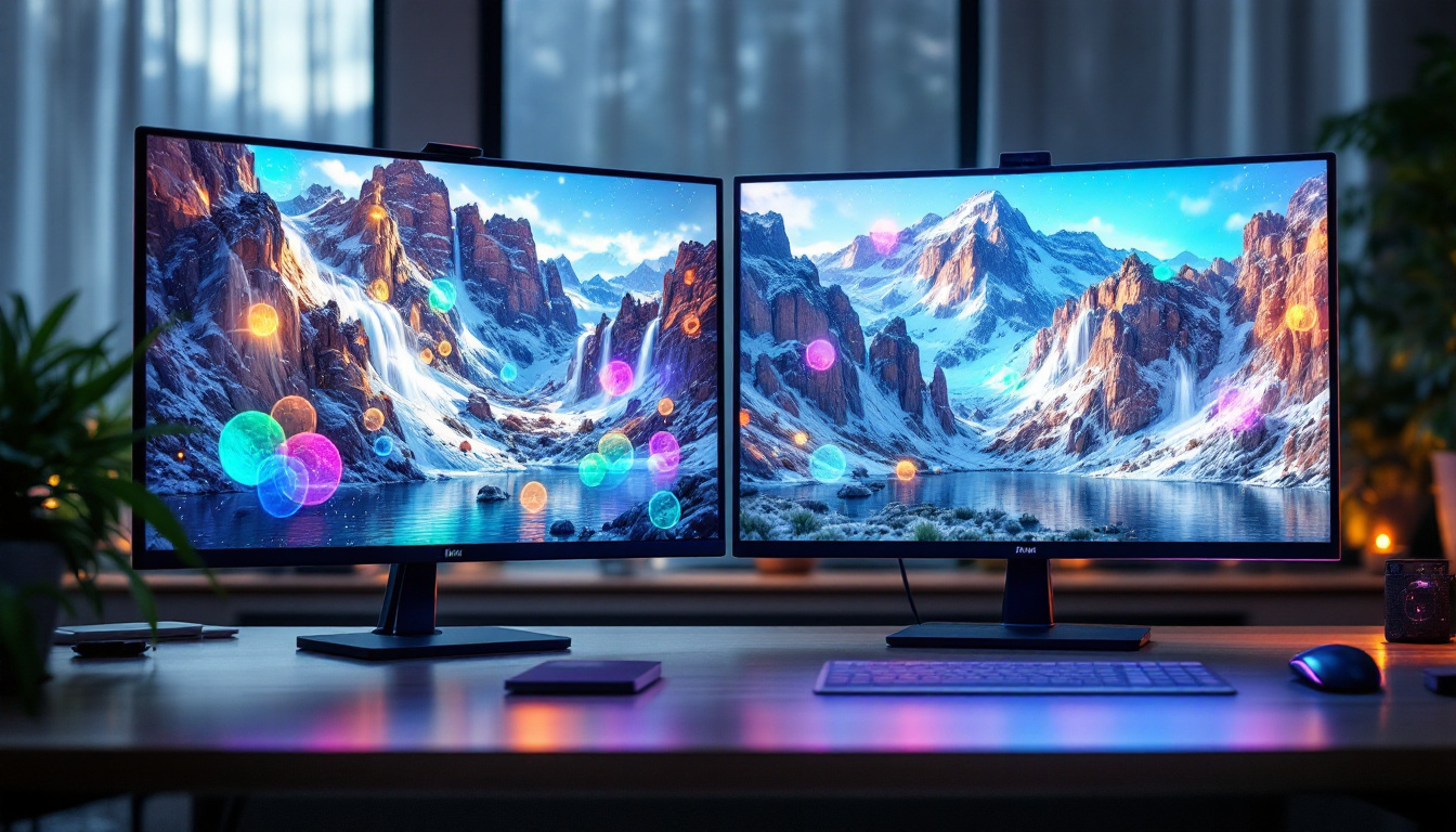 A photograph of a side-by-side comparison of an lcd screen and an led screen