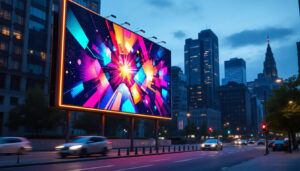 A photograph of a vibrant led billboard in an urban setting