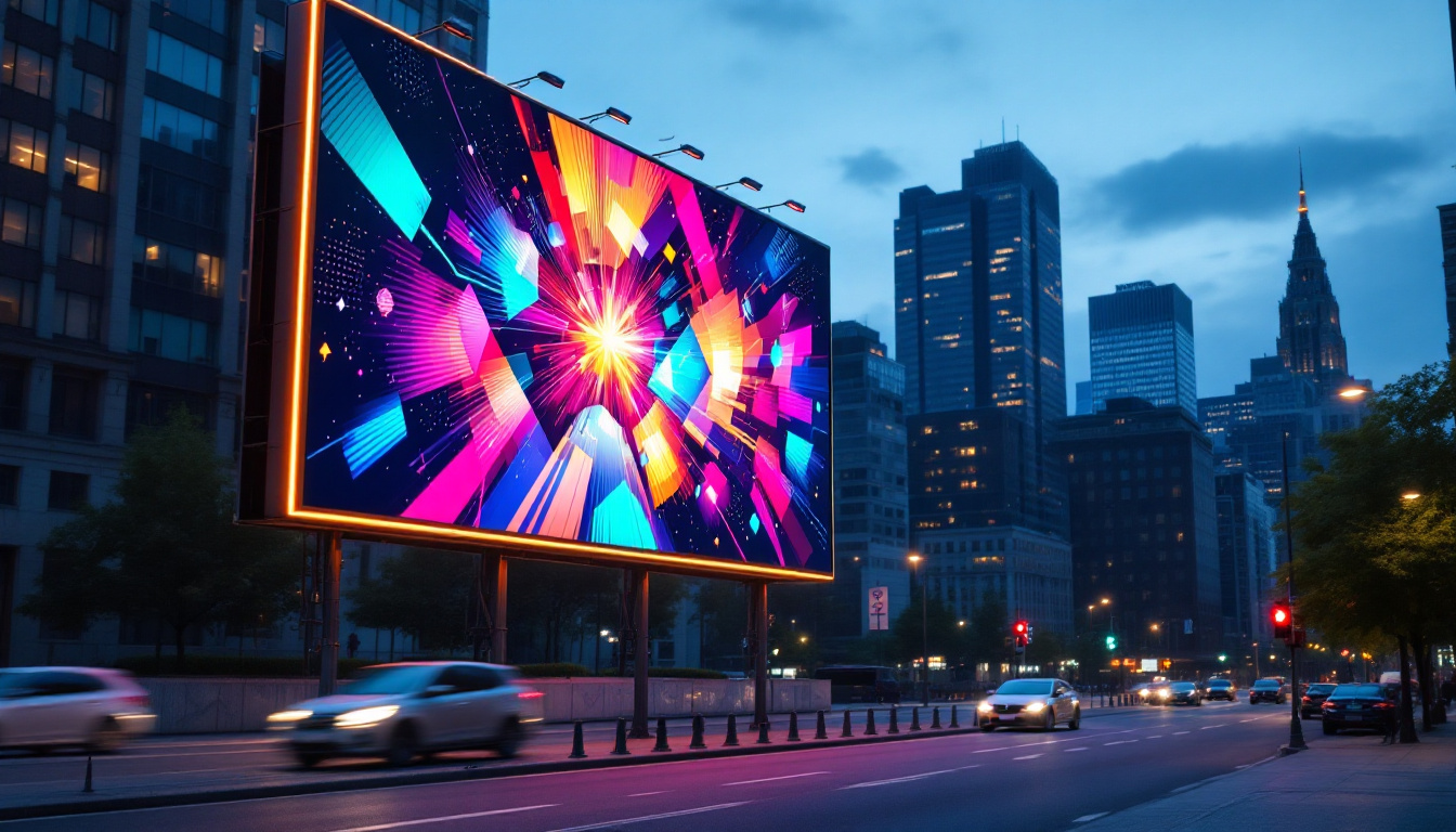 A photograph of a vibrant led billboard in an urban setting