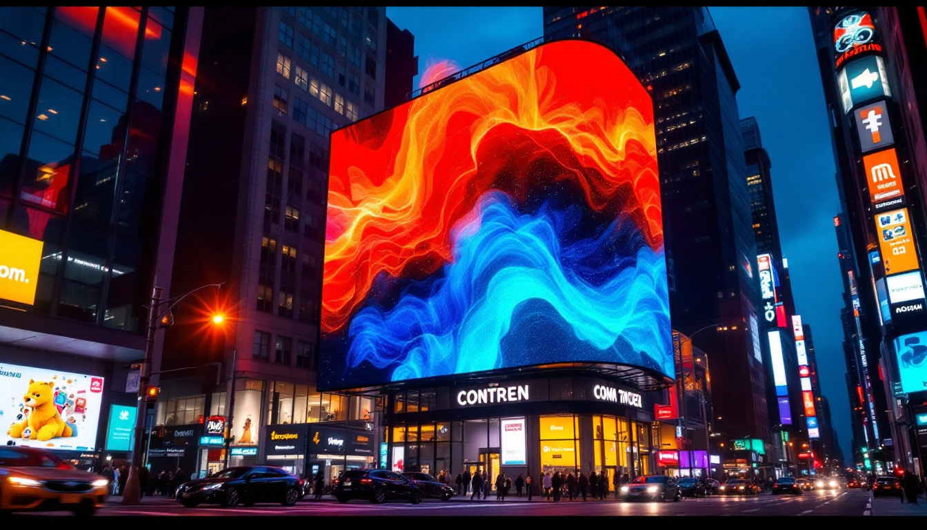A photograph of capture a photograph of a vibrant led billboard in manhattan