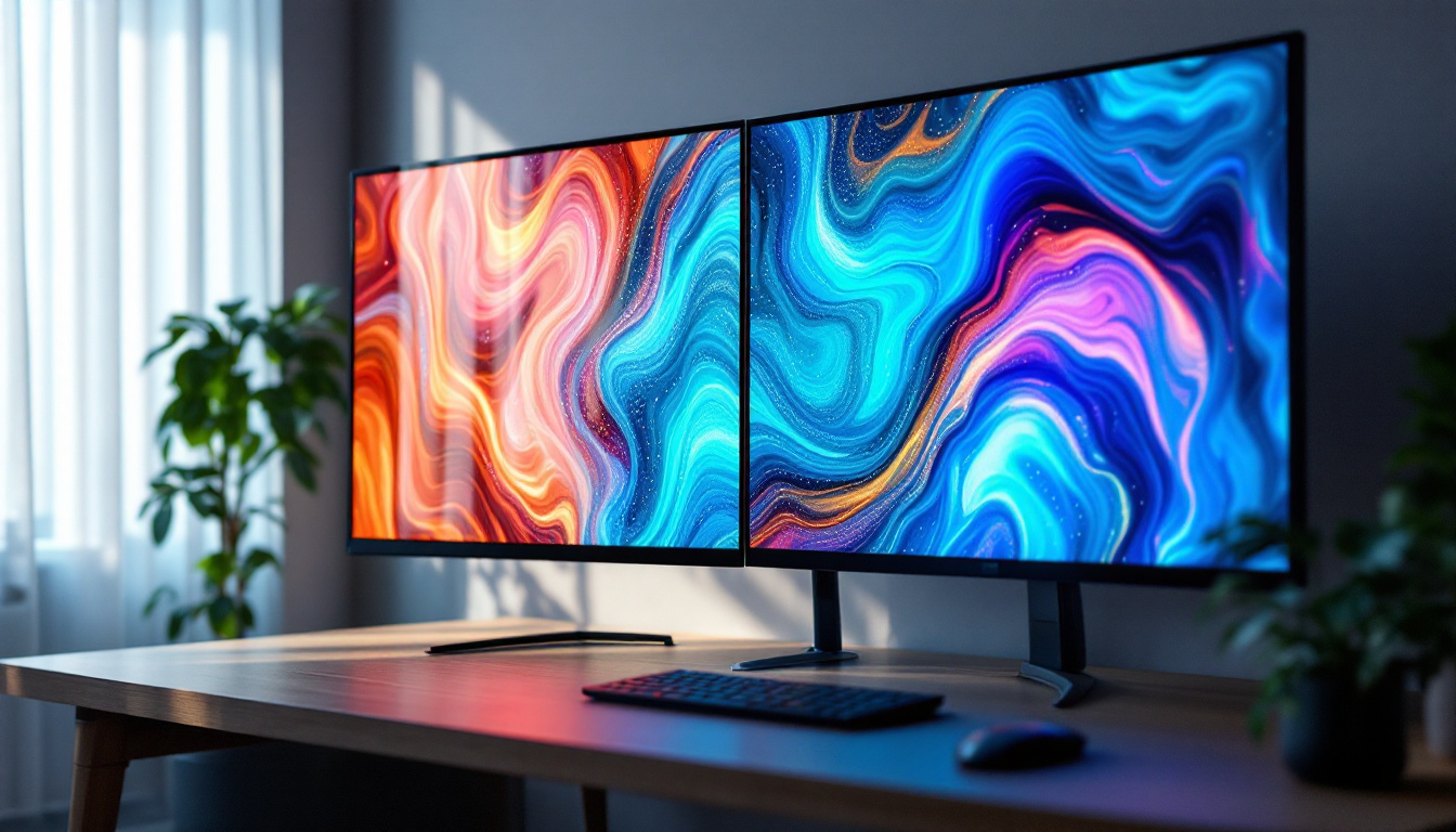 A photograph of a side-by-side comparison of an lcd screen and an led screen