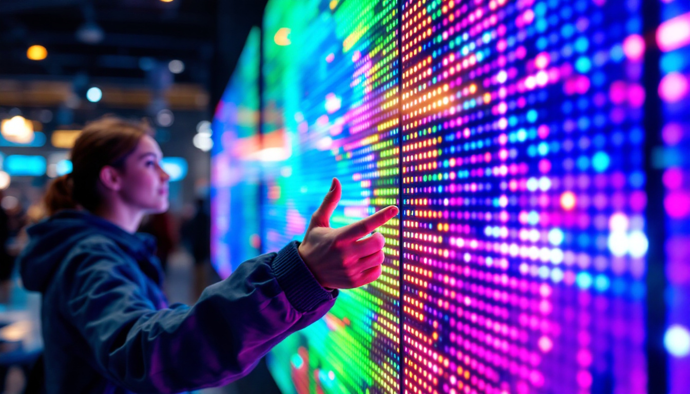 A photograph of a close-up view of a vibrant led display in use