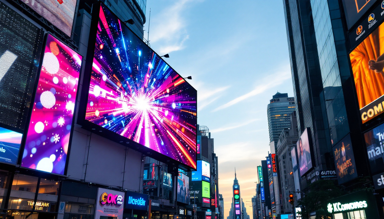 A photograph of a vibrant led billboard in an urban setting