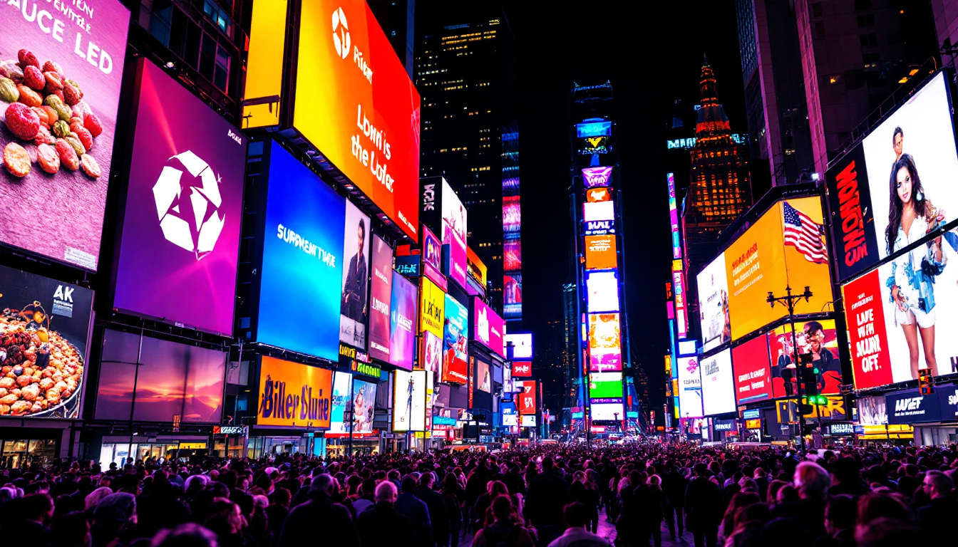 A photograph of capture a photograph of the vibrant led advertisements in times square at night
