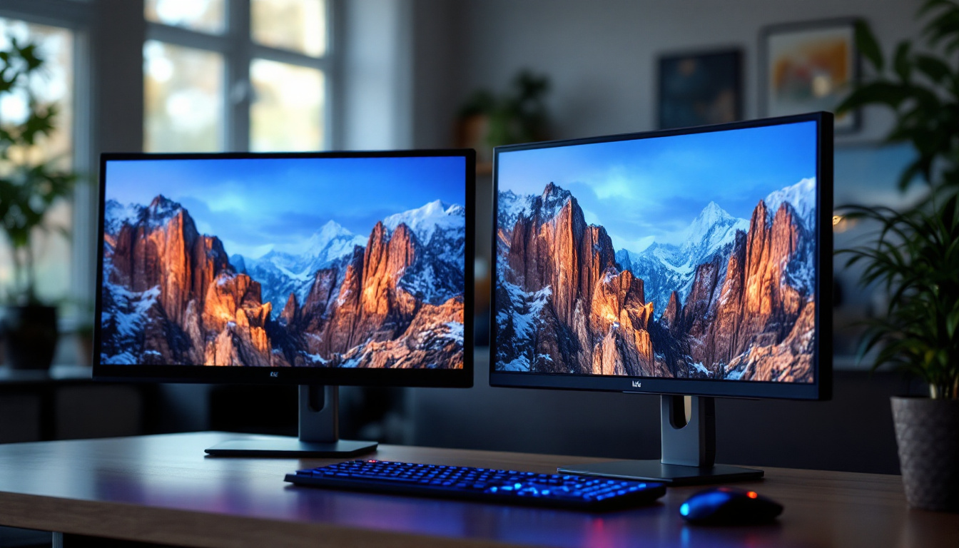 A photograph of a side-by-side comparison of an lcd screen and an led screen