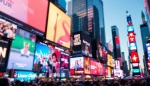 A photograph of capture a photograph of the vibrant times square