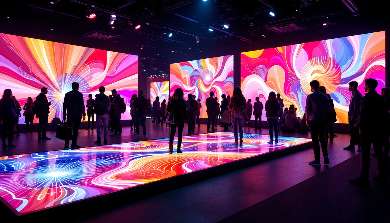 A photograph of a vibrant led floor display in action