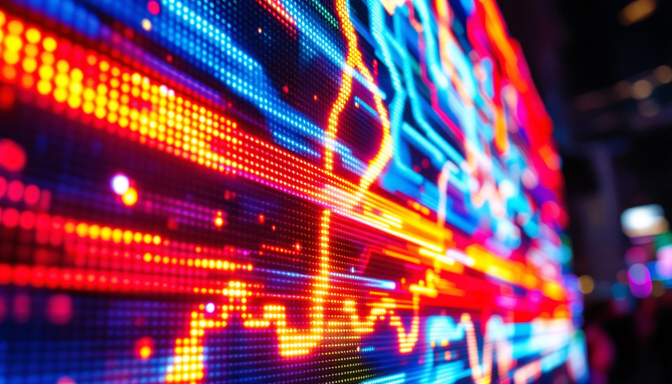 A photograph of a vibrant led display in action
