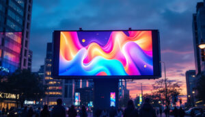 A photograph of a vibrant led billboard in an urban setting