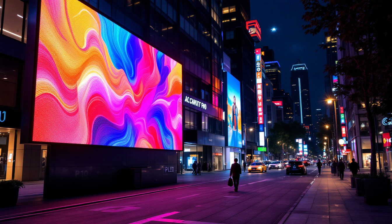 A photograph of a vibrant p10 led screen in action
