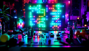 A photograph of a vibrant diy led display setup