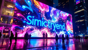A photograph of a vibrant led display in an urban setting